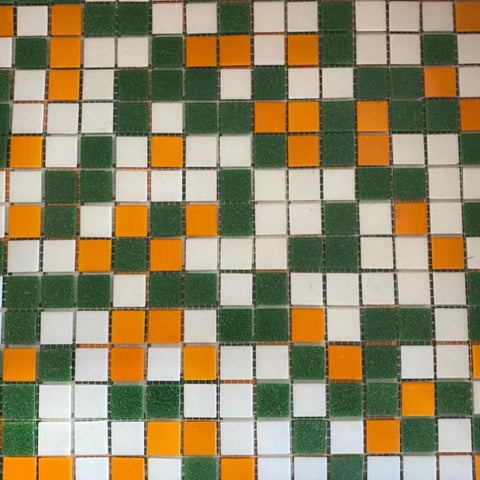 Mosaico Naranjo verde blanco Malla