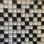 Mosaico Cristal Blanco Piedra Gris
